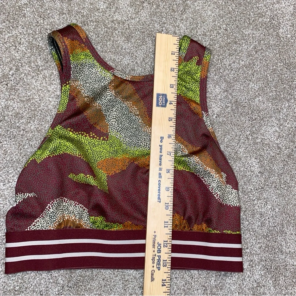 Noli Dot Camo Sports Bra Size Small Earthy Tones‎ Sheer Back Walking Yoga